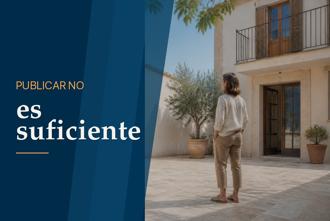 Propietaria contempla una vivienda de pueblo desde el patio antes de anunciarla