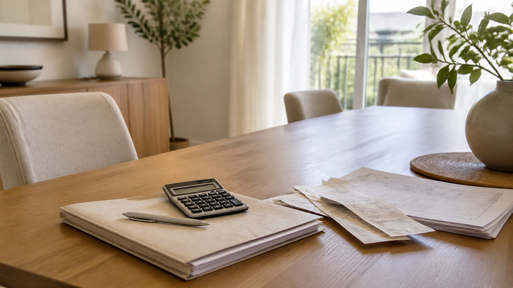 Actas de comunidad y recibos de derramas ordenados sobre una mesa de comedor