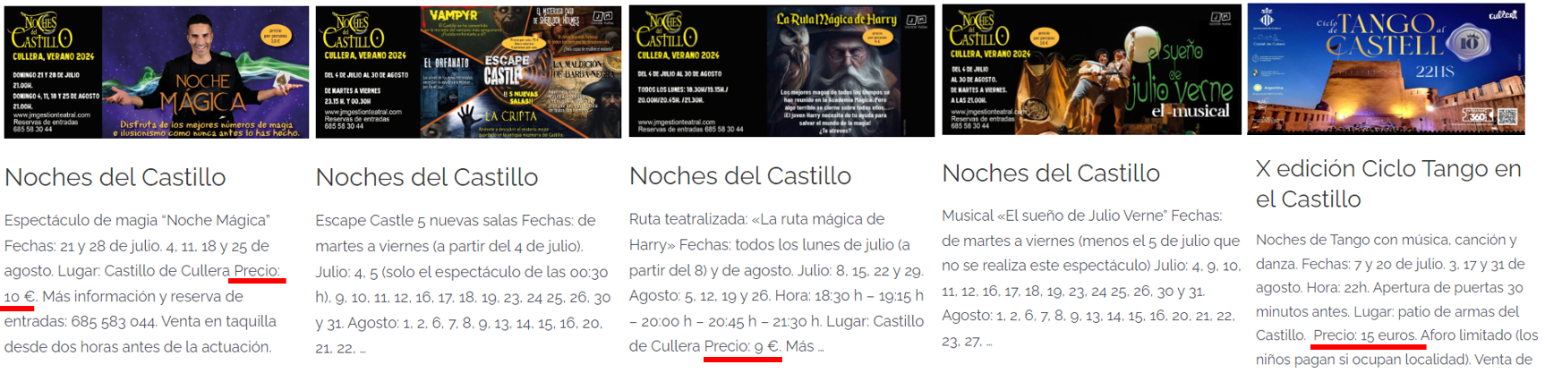Espectáculos Castillo Cullera